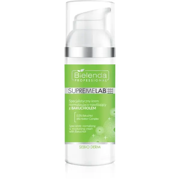 Bielenda Professional Supremelab Sebio Derm cremă normalizatoare de zi 0,5% Bakuchiol & 6% Hydro Complex 50 ml