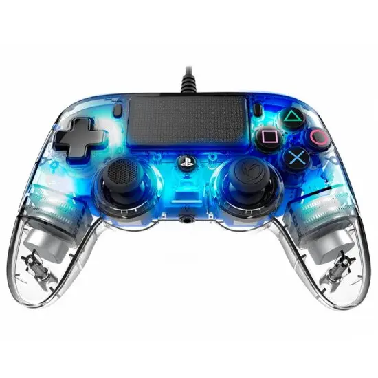 Bigben Controller gaming Nacon, cu fir, compatibil PS4/PC, albastru transparent