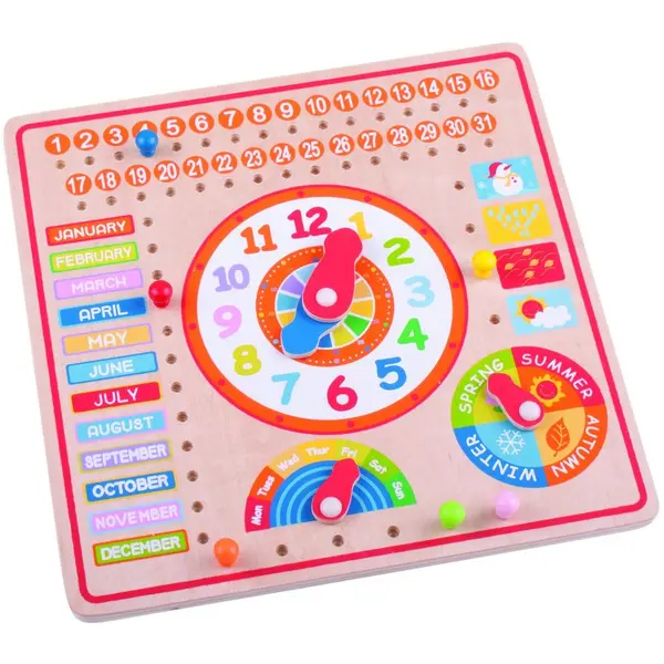 BigJigs Toys Calendar luni, zile, data si ora