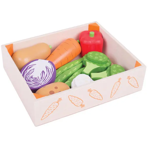BigJigs Toys Cutiuta cu legume din lemn