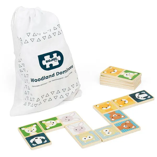 BigJigs Toys Domino din lemn - Animalute din padure