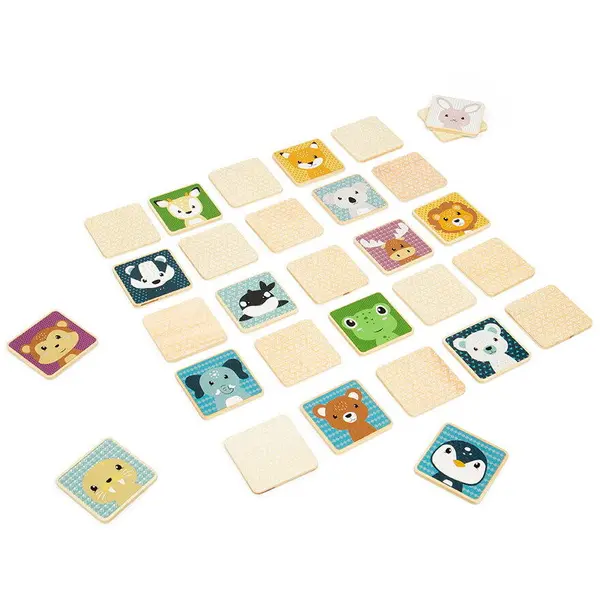 BigJigs Toys Joc de memorie BigJigs Toys, Gaseste animalutele, 30 de piese din lemn mici, 2 ani+