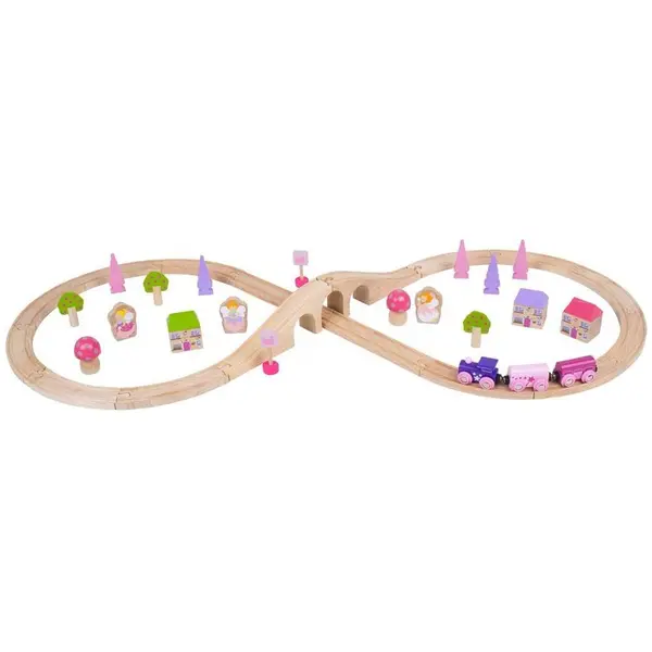 BigJigs Toys Trenuletul zanelor, 40 de piese din lemn