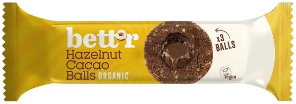Bile de fructe cu umplutură de alune și cacao, 45 g, Bett'r