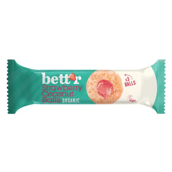 Bilute cu umplutura de capsuni si cocos bio 3 buc x 15g Bettr