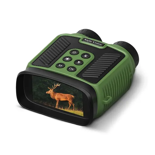 Binoclu Digital Profesional cu Night Vision, pentru vanatoare, 4K, zoom digital 8X, zoom optic 10x, ecran LCD 3 inch 640 x 360, rezolutie foto 48 Mpx, acumulator 5000 mAh, verde