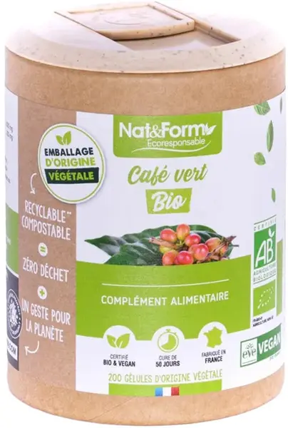 Bio cafea verde, 200 capsule, Nat&Form