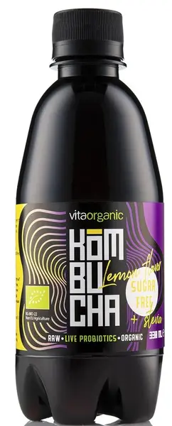 Bio kombucha fără zahăr, lămâie, 330 ml, Vita Organic