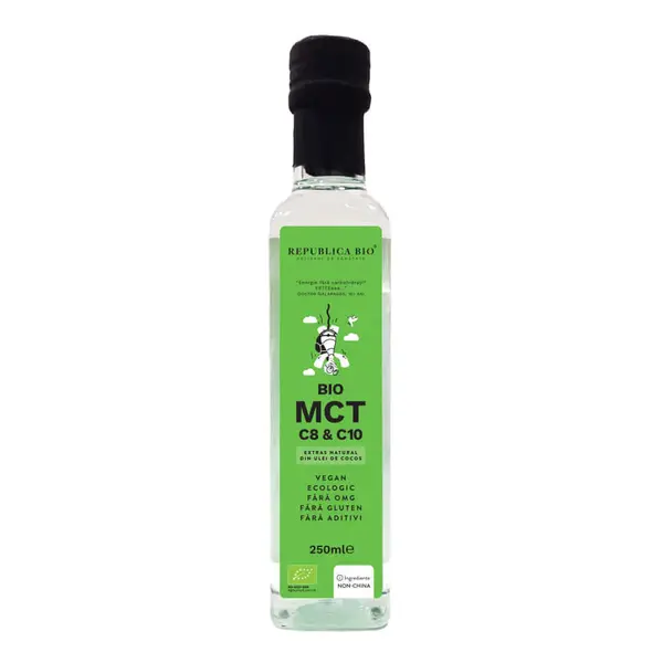 Bio MCT C8 & C10 extras natural din ulei de cocos, ecologic, fara gluten, 250ml, Republica BIO
