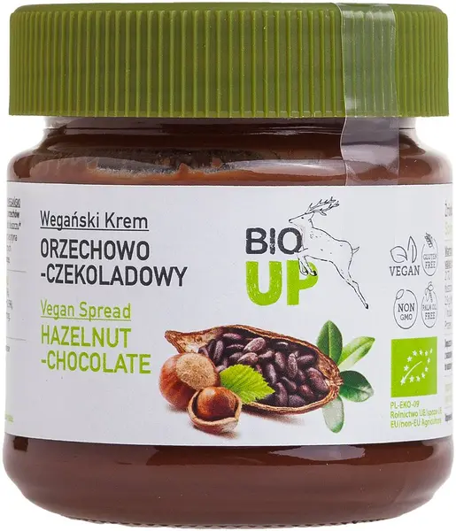 Bio UP cremă bio vegană de cacao și arahide, 190 g, Super Fudgio