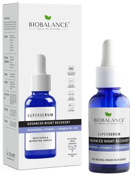 Biobalance Super ser cu resveratrol și ceramide Advanced Night Recovery, 30 ml