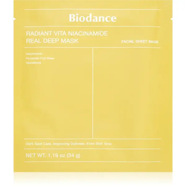 Biodance Radiant Vita Niacinamide Real Deep Mask masca pentru albirea tenului pentru uniformizarea nuantei tenului 1 buc