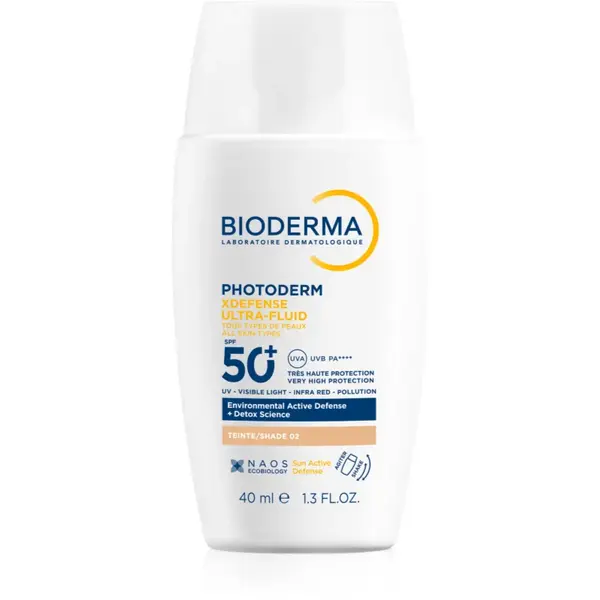 Bioderma Photoderm XDefense Tinted fluid protector tonifiant pentru față SPF 50+ culoare 02 Light 40 ml