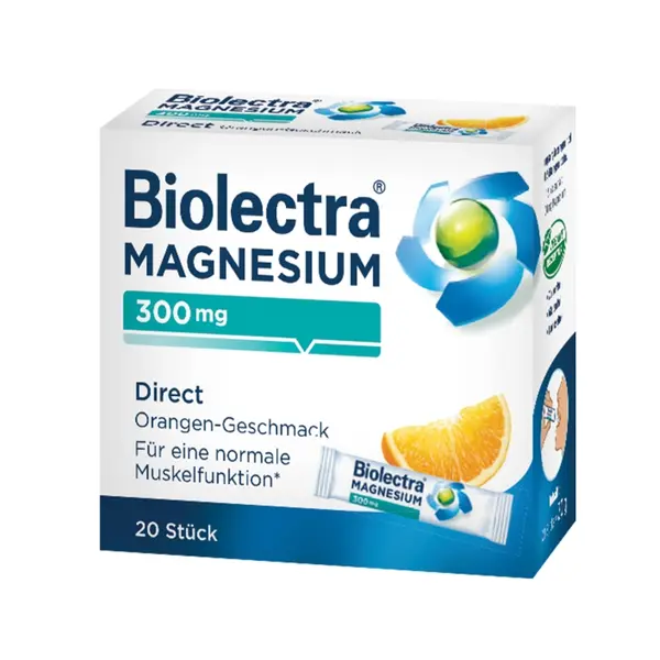 Biolectra Magneziu 300 mg Direct cu aromă de portocală, 20 plicuri, He