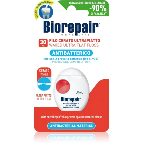 Biorepair Dental Floss Non-Waxed Ultra-Flat ata dentara neceruita pentru dinti sensibili Red 30 m