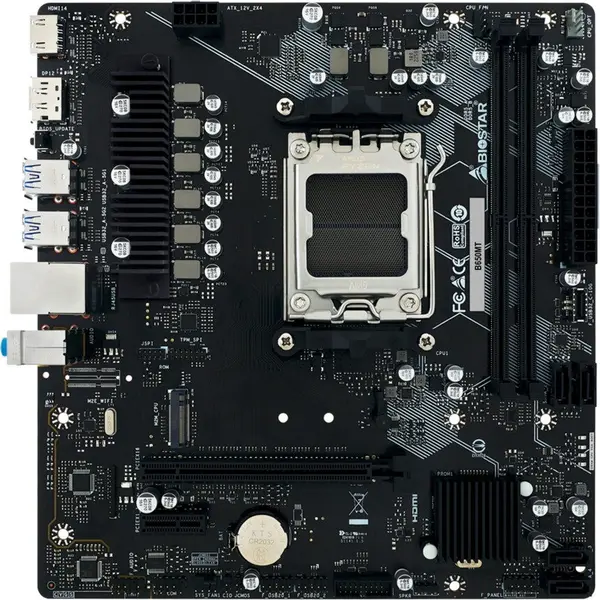 Biostar Placa de baza Biostar B650MT, mATX, Memorie suportata 96 GB DDR5, Socket AM5, PCIe 4.0