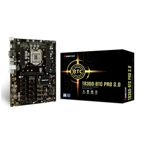 Biostar Placa de baza mining, Biostar TB360-BTC PRO 2.0, 12 x PCIe, LGA 1151, M2