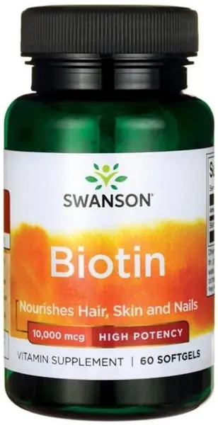 Biotin, 10000 mcg, 60 capsule moi, Swanson