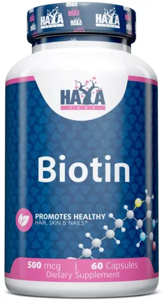 Biotin, 500 mcg, 60 capsule, Haya Labs
