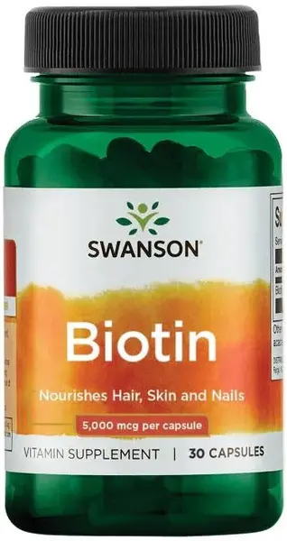 Biotin, 5000 mcg, 30 capsule, Swanson