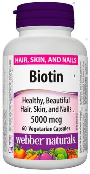 Biotin, 5000 mcg, 60 capsule, Webber Naturals
