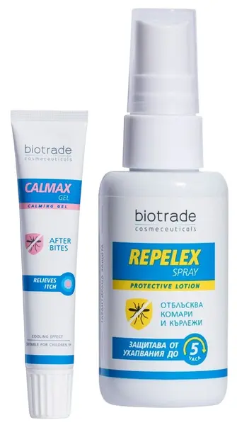 Biotrade Calmax & Repelex Set - Spray repelent pentru insecte și gel calmant împotriva mușcăturilor, 50 + 30 ml