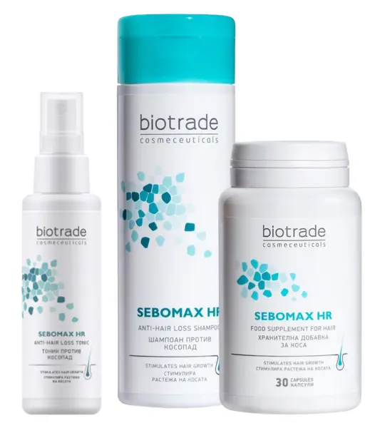 Biotrade Sebomax HR Set - Șampon și Tonic, 200 + 75 ml + Supliment alimentar, 30 capsule