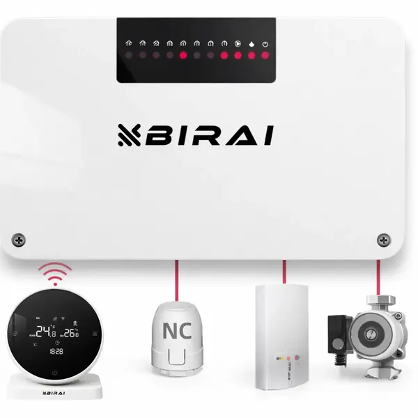 BIRAI SmartHeat Hub Wireless RF WiFi – Controler Termostate Centrala, Control Simultan, Smart Home, Alb
