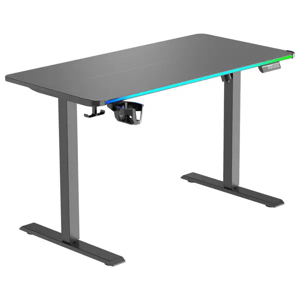 Birou, 120/60/70-115 cm, metal, plastic, material pe bază de lemn