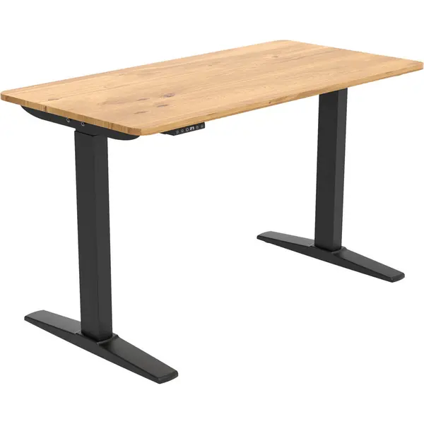 Birou, 120/60/71-116 cm, metal, plastic, material pe bază de lemn