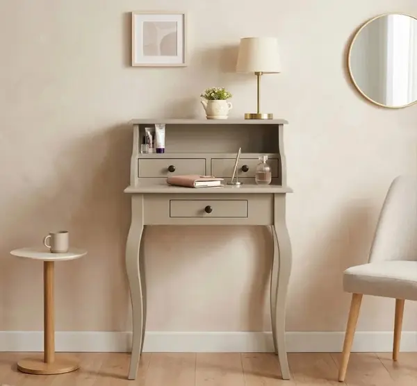 Birou Bonheur Du Jour cu 3 sertare cu finisaj Dim Grey