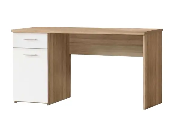 Birou calculator cu usa si sertar Egon sonoma cu alb,137x60x76,3 cm