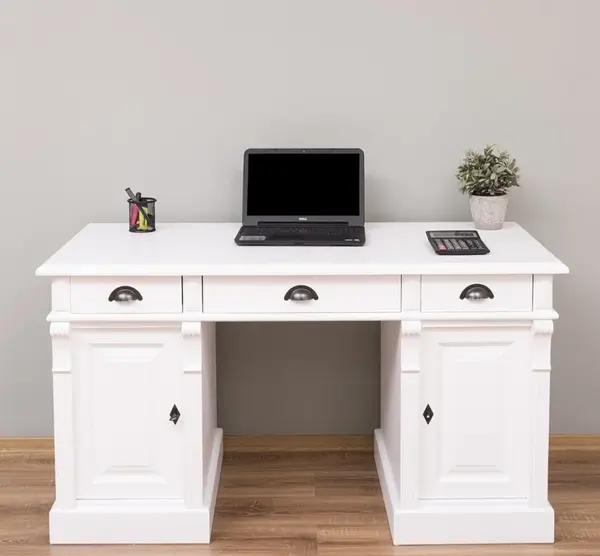 Birou cu 2 usi si 3 sertare, Colectia Directoire cu finisaj White