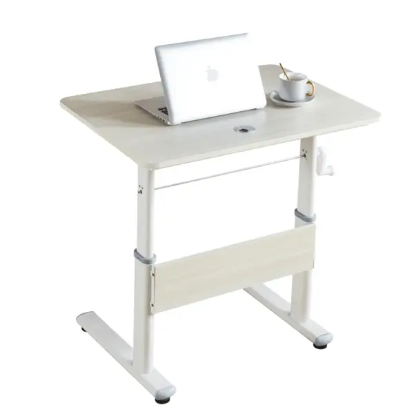 Birou cu înălțime reglabilă manual MDF stejar/alb 80x60x63-88 cm Birou cu înălțime reglabilă manual MDF stejar/alb 80x60x63-88 cm