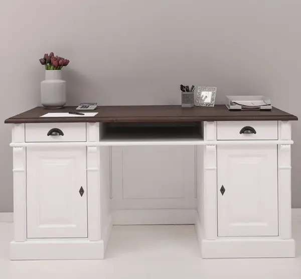 Birou cu spate inchis, blat stejar, Colectia Directoire cu finisaj Dublu color