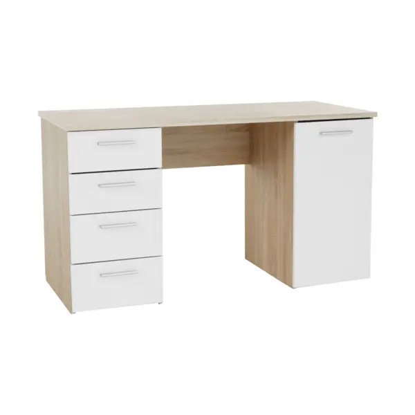Birou DTD laminat diverse culori 137x60x76,3 cm cu dulap și sertare Birou DTD laminat diverse culori 137x60x76,3 cm cu dulap și sertare stejar sonoma-alb