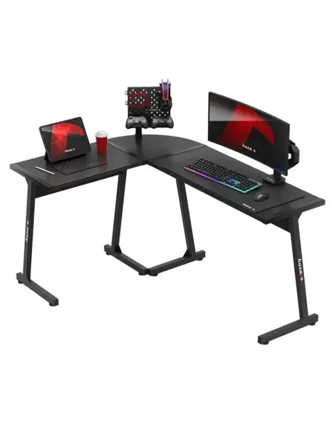 Birou gaming Huzaro Hero 6.0, 147 x 112 x 74 cm, Otel, Picioare ajustabile (Negru)