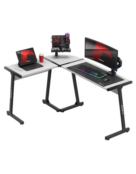 Birou gaming Huzaro Hero 6.0, 147 x 112 x 74 cm, Otel, Picioare ajustabile (Alb)