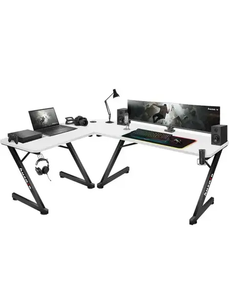 Birou gaming Huzaro Hero 7.0, Carbon, Aluminiu, Picioare ajustabile (Alb)