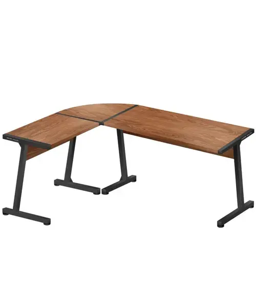 Birou Gaming Mark Adler Leader 5.5 WN, Coltar, Picioare reglabile (Negru/Maro)
