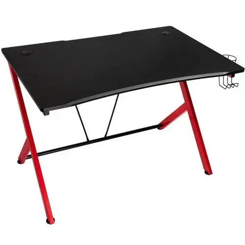 Birou Gaming Nitro Concepts D12, 116 x 76 cm, suport pahar, suport casti si 2 orificii gestionare cabluri (Negru/Rosu)
