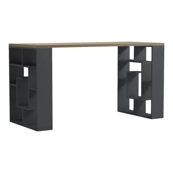 Birou Lovet cu raft, Sonoma-Antracit, 140x60x75 cm