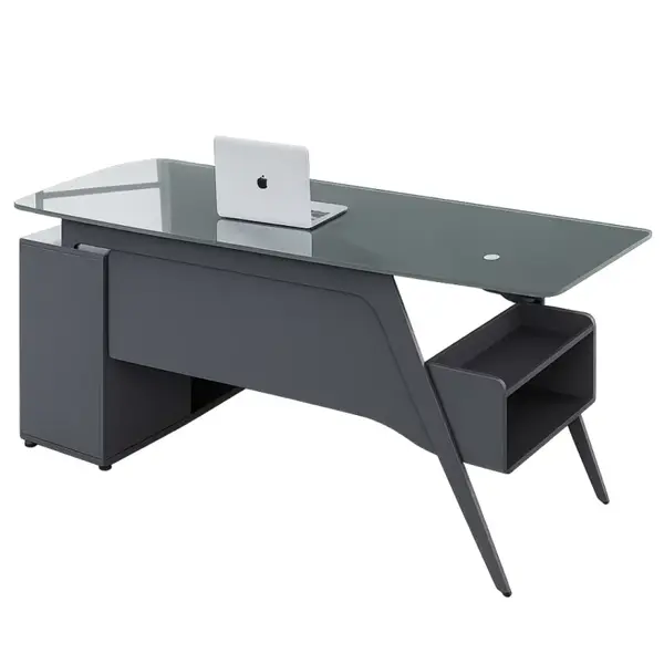 Birou Managerial Eclipse cu blat din sticla temperata si corp lateral – dimensiuni 1600×800×750 mm