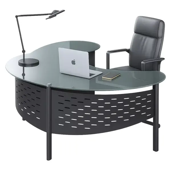 Birou Managerial Novara cu blat din sticla temperata – dimensiuni 2000×1200×750 mm