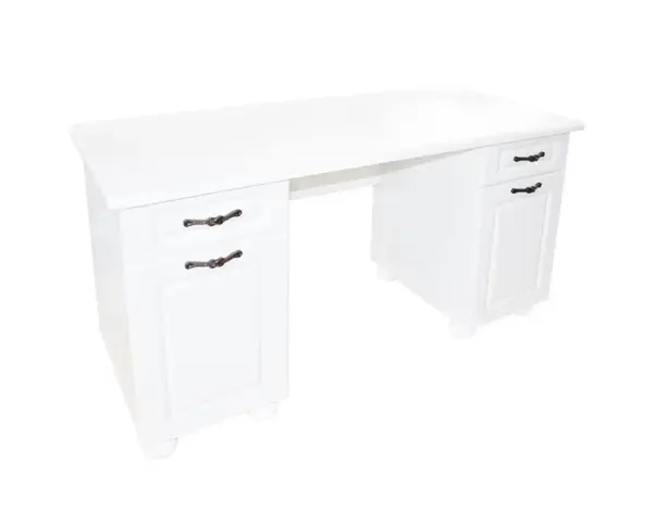 Birou MDF alb cu 2 usi si 2 sertare, design modern si spatios