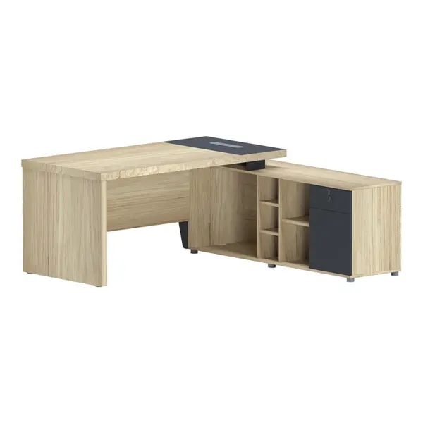 Birou pe colt drapta V1 Lotus Natural 180x180x75 cm