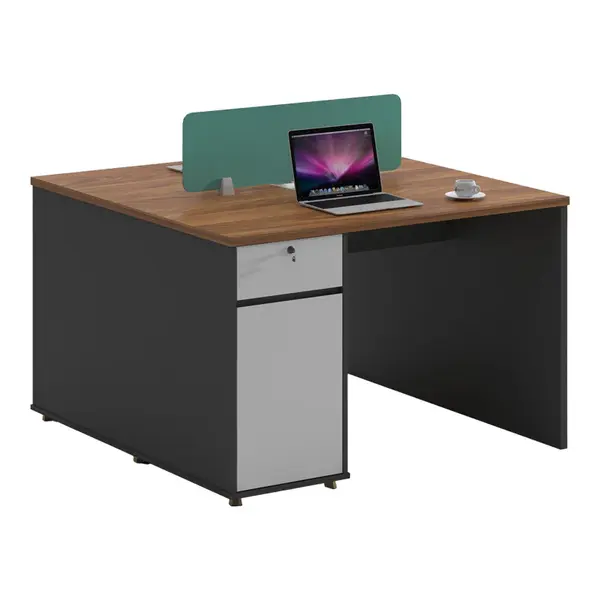 Birou profesional 2 locuri Dakota, lemn, nuc-antracit, 120x120x76 cm