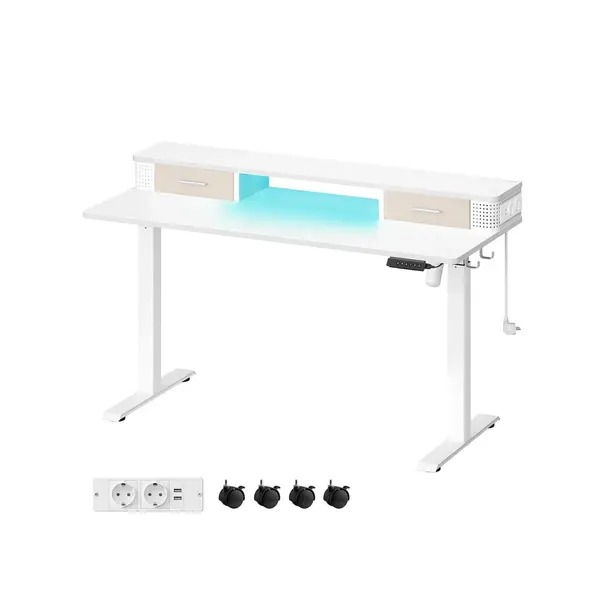 Birou reglabil Vasagle, Alb, LSD184W01 , 60 x 140 x (72-120)