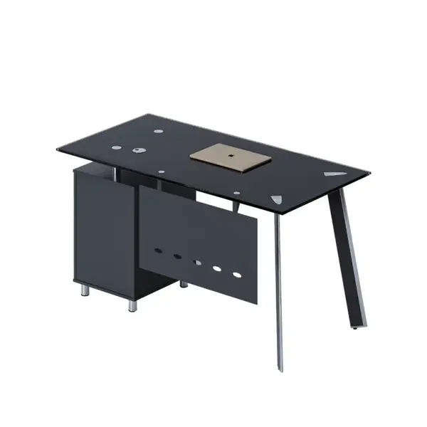 Birou Venus cu blat din sticla si dulap lateral fix - dimensiuni 1400*700*750 mm