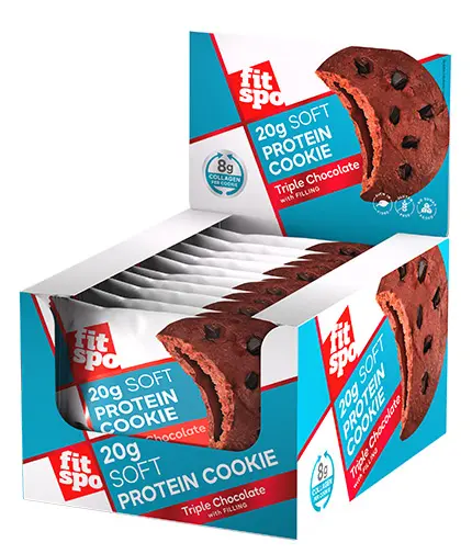 Biscuit proteic, triple chocolate, 10 x 70 g, FitSpo